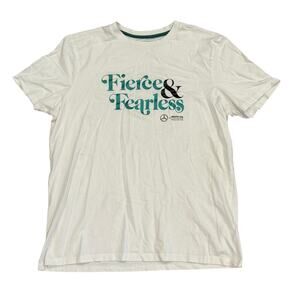 Mercedes AMG F1 Fierce & Fearless Foil Graphic Tee White Organic Cotton XL
